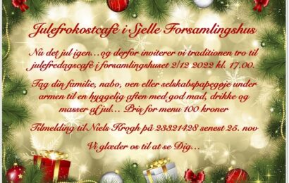 Julefrokostcafé 2. december i Sjelle Forsamlingshus
